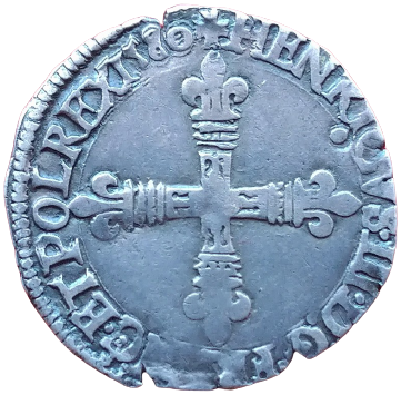 Henri III, huitième d'écu à la croix de face 1580 Nantes