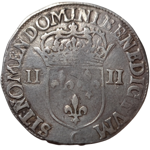 Henri III, quart d'écu à la croix de face 1588 Saint-Lô