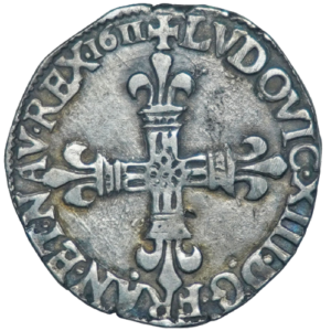 Louis XIII, quart d’écu à la croix de face 1611 Nantes