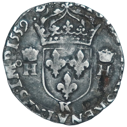 François II au nom d'Henri II, demi-teston à la tête nue, 3ème type 1559 Bordeaux
