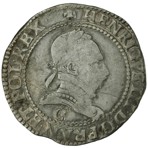 Henri III, demi-franc au col plat 1588 Saint-Lô