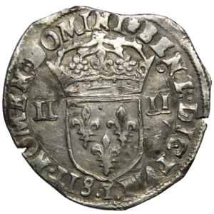 Charles X (ligue), quart d&rsquo;écu à la croix de face 1593 Nantes