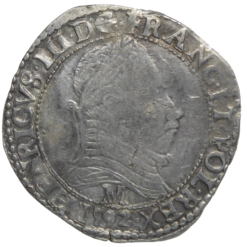 Henri III, demi-franc au col plat 1592 Toulouse
