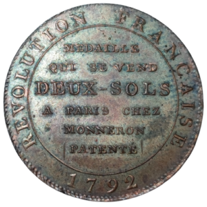 Monneron, 2 sols à la liberté 1792 Birmingham