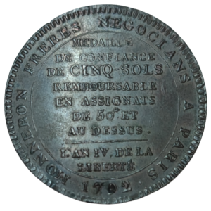Monneron, 5 sols au serment 1792 Birmingham