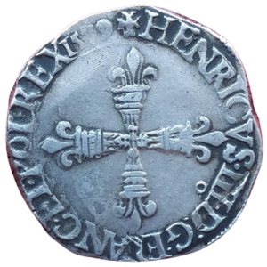 Henri III, quart d’écu à la croix de face 1579 Rennes