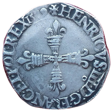 Henri III, quart d'écu à la croix de face 1579 Rennes