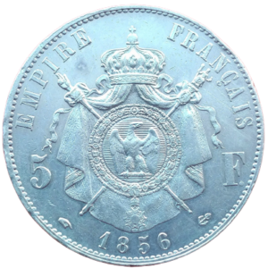 Napoléon III, 5 francs tête nue 1856 Paris