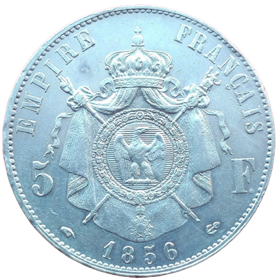 Napoléon III, 5 francs tête nue 1856 Paris
