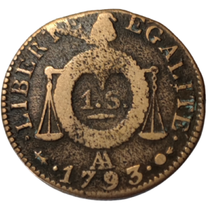 Convention, 1 sol aux balances 1793 Metz