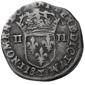 Charles X (ligue), quart d&rsquo;écu à la croix de face 1596 Nantes