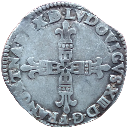 Louis XIII, quart d'écu du Béarn à la croix de face 1616 Morlaàs