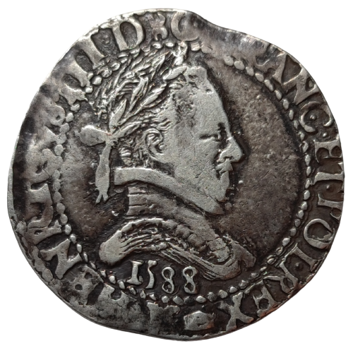 Henri III, demi-franc au col plat 1588 Bordeaux