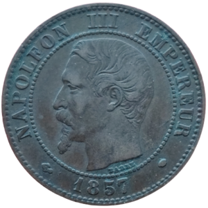 Napoléon III, 2 centimes tête nue 1857 Marseille