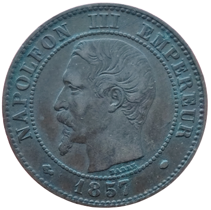 Napoléon III, 2 centimes tête nue 1857 Marseille