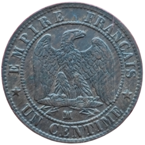 Napoléon III, 1 centime tête nue 1857 Marseille