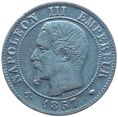 Napoléon III, 1 centime tête nue 1857 Marseille