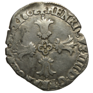 Henri IV, huitième d’écu à la croix feuillue 1602 Bayonne