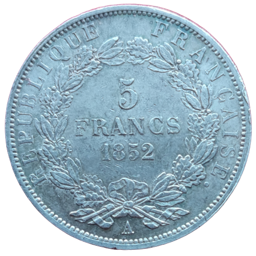 IIème République, 5 francs Louis-Napoléon 1852 Paris