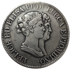 Principauté de Lucques et Piombino, Elisa Bonaparte et Félix Baciocchi, 5 franchi 1807 Florence