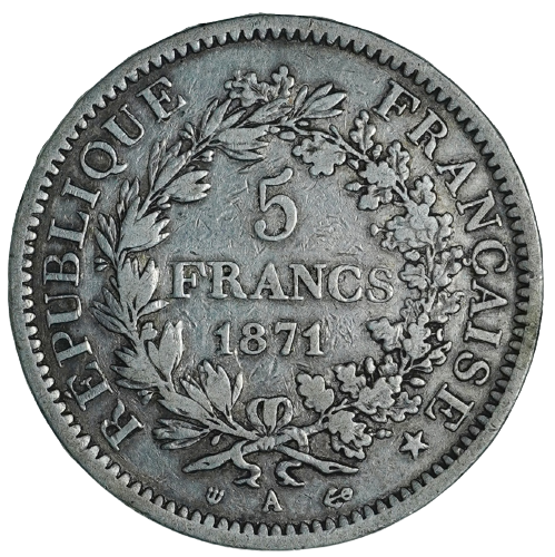IIIème République, 5 francs Hercule, Camelinat 1871 Paris