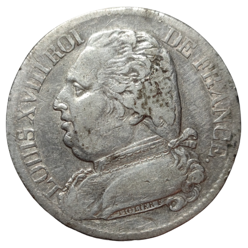 Louis XVIII, 5 francs buste habillé 1814 Bayonne