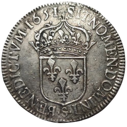 Louis XIV, demi-écu à la mèche longue 1651 Reims
