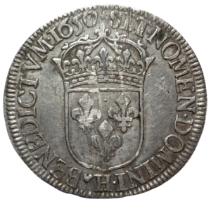 Louis XIV, demi-écu à la mèche longue 1650 La Rochelle