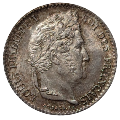 Louis-Philippe 1er, quart de franc, variété 1(8/3)3(2/1), 1832 Paris