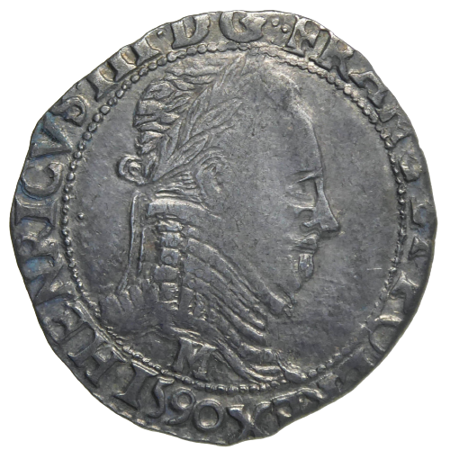 Henri III, demi-franc au col plat 1590 Toulouse