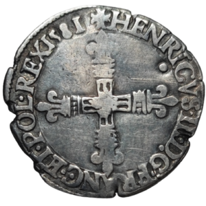 Henri III, huitième d’écu à la croix de face 1581 Nantes