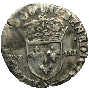 Charles X (la ligue), huitième d&rsquo;écu à la croix de face 1590 Paris