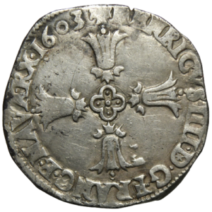 Henri IV, quart d’écu à la croix feuillue 1603 Bayonne