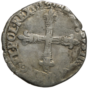 Henri III, quart d’écu à la croix de face 1582 Nantes