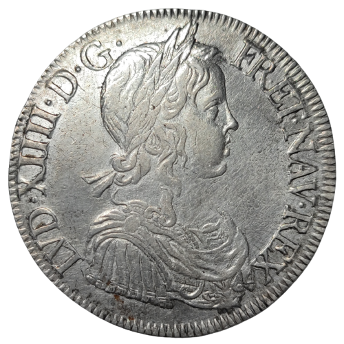 Louis XIV, écu à la mèche longue 1649 La Rochelle