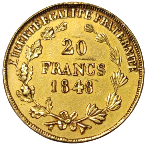 IIème République, concours de 20 francs, essai en laiton de Montagny buste nu 1848 Paris