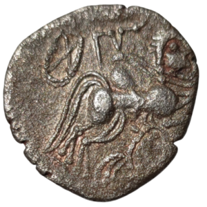 Vénètes (région de Vannes), statère de billon au cheval octopède et à l&rsquo;hippocampe du trésor d&rsquo;Amanlis