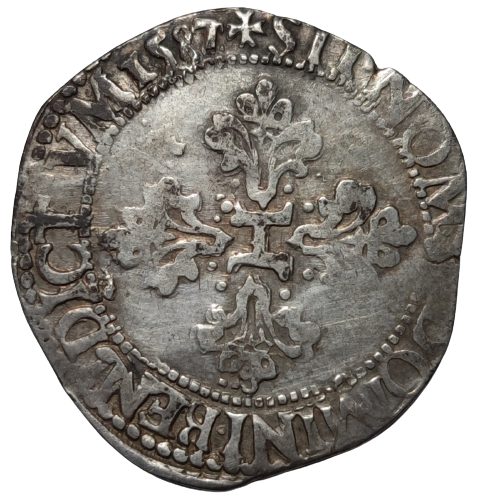 Henri III, demi-franc au col plat 1587 Rennes
