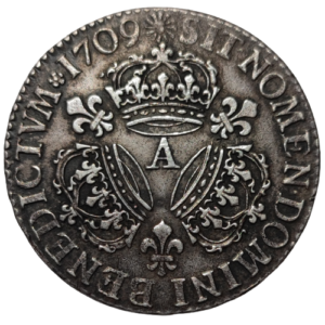 Louis XIV, demi-écu aux 3 couronnes 1709 Paris