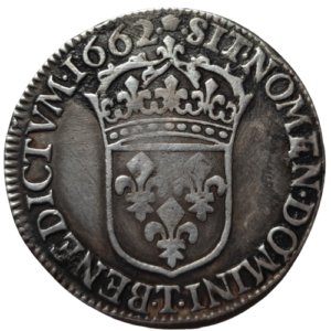 Louis XIV, demi-écu au buste juvénile, variété aux 2 hermines à l&rsquo;avers 1662 Nantes