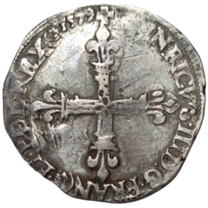 Henri III, quart d’écu à la croix de face 1579 Angers