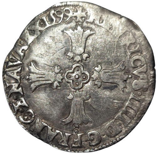 Henri IV, quart d'écu à la croix feuillue 1599 Bayonne