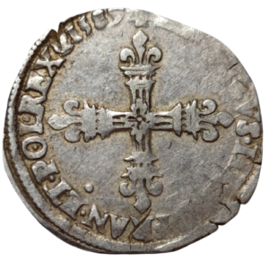 Henri III, huitième d’écu à la croix de face 1589 Paris