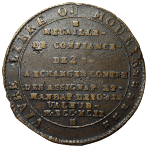 Constitution, 2 sols de Clémanson 1792 Lyon