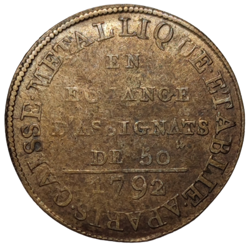 Constitution, 18 deniers de la caisse métallique 1792 Paris