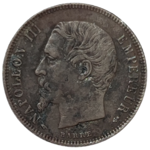Napoléon III, 50 centimes tête nue variété aux petits différents 1856 Paris