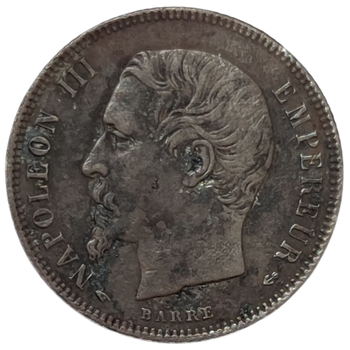 Napoléon III, 50 centimes tête nue variété aux petits différents 1856 Paris