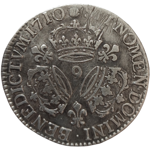 Louis XIV, demi-écu aux trois couronnes 1710 Rennes