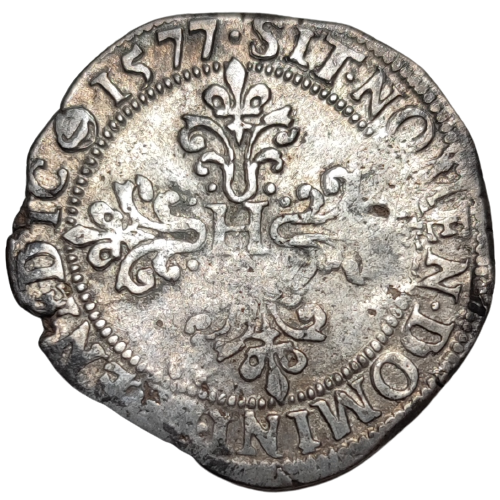 Henri III, demi-franc au col plat 1577 Rouen