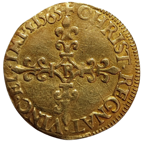 Charles IX, écu d'or au soleil 1565 Rouen